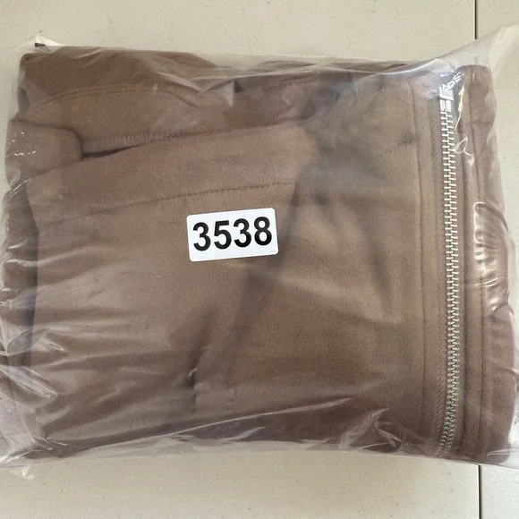 LC Lauren Conrad Moto Jacket Women 1X Brown Faux Suede Asymmetrical Zip - Picture 14 of 14